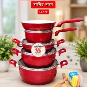 Kiam 9pcs Cookware Set Super Ceramic Red